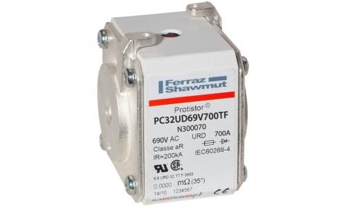 Mersen N300070 N300070 Mersen - Square Body High-Speed Fuse Protistor® Size 32 aR 690VAC IEC 700VAC UL 700A With Striker Flush ends metric threads Mersen N300070 N300070 Mersen - Square Body High-Speed Fuse Protistor® Size 32 aR 690VAC IEC 700VAC UL 700A With Striker Flush ends metric threads