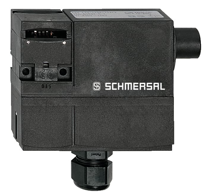 Schmersal AZM 170SK-12/00ZRK-2197 24VAC/DC Solenoid interlocks; 1 Cable entry M 20 x 1.5; Manual release from side; Cut clamp termination; Thermoplastic enclosure; Double-insulated; Compact design; 90 mm x 84 mm x 30 mm; Interlock with protection against incorrect locking.; Long life; High holding Schmersal AZM 170SK-12/00ZRK-2197 24VAC/DC Solenoid interlocks; 1 Cable entry M 20 x 1.5; Manual release from side; Cut clamp termination; Thermoplastic enclosure; Double-insulated; Compact design; 90 mm x 84 mm x 30 mm; Interlock with protection against incorrect locking.; Long life; High holding