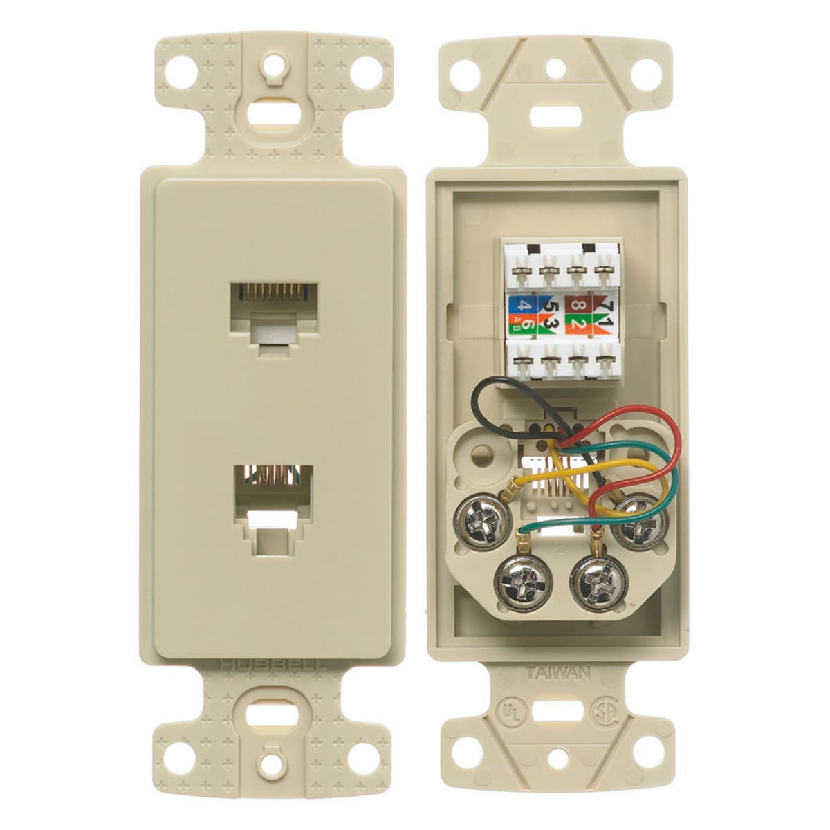 Hubbell NS784I Plates, 1-Gang Frame, With Cat5e Jack, 6-Position 4-Conductor, Screw Terminal, Electric Ivory  ; Meets FCC part 68 ; High impact-resistant thermoplastic frame ; Standard Product Hubbell NS784I Plates, 1-Gang Frame, With Cat5e Jack, 6-Position 4-Conductor, Screw Terminal, Electric Ivory  ; Meets FCC part 68 ; High impact-resistant thermoplastic frame ; Standard Product