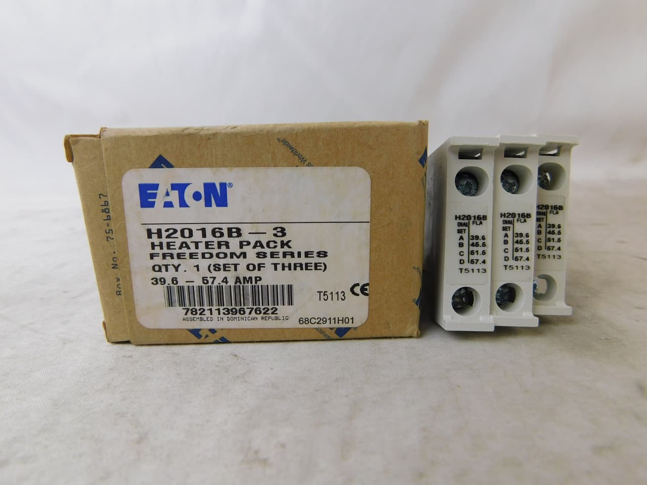 Eaton H2016B-3 H2016B-3 Eaton - Eaton Freedom NEMA heater coil, Freedom/Definite Purpose Heater Pack, Standard Trip, Class 20 , NEMA, IEC , full load range 39.6A 45.5A 51.5A 57.4A Dial positions A B C D respectively, overload relay 75A Eaton H2016B-3 H2016B-3 Eaton - Eaton Freedom NEMA heater coil, Freedom/Definite Purpose Heater Pack, Standard Trip, Class 20 , NEMA, IEC , full load range 39.6A 45.5A 51.5A 57.4A Dial positions A B C D respectively, overload relay 75A