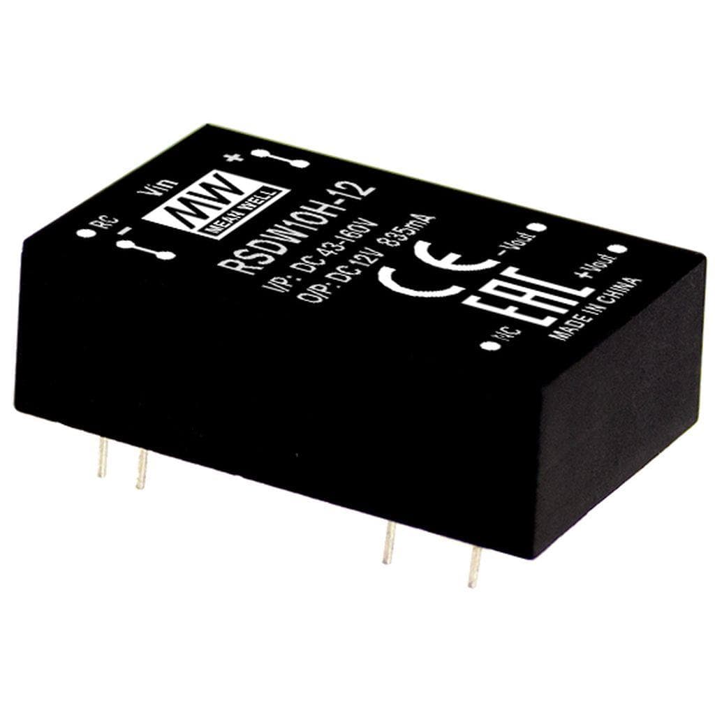 MEAN WELL RSDW10H-03 DC-DC Railway Single Output Converter; Input 43-160VDC; Output 3.3VDC at 2.5A; 1.5KVDC I/O isolation; DIP Through hole package; Remote ON/OFF MEAN WELL RSDW10H-03 DC-DC Railway Single Output Converter; Input 43-160VDC; Output 3.3VDC at 2.5A; 1.5KVDC I/O isolation; DIP Through hole package; Remote ON/OFF