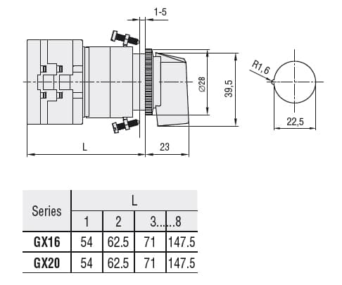 Lovato Electric GX1655U11 GX1655U11 Lovato - Rotary cam switch GX series, changeover switch without 0, 2 poles 16A, for front mounting with black handle without front plate for hole dia: 22mm fixing Lovato Electric GX1655U11 GX1655U11 Lovato - Rotary cam switch GX series, changeover switch without 0, 2 poles 16A, for front mounting with black handle without front plate for hole dia: 22mm fixing