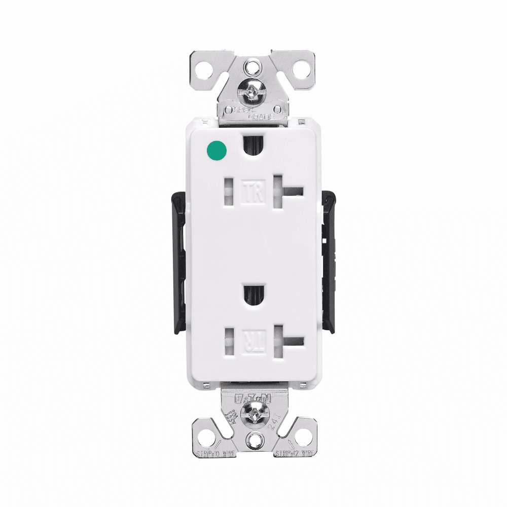 Eaton TR8362W TR8362W Eaton - Eaton Arrow Hart extra heavy-duty hospital grade decorator duplex receptacle, #14-10 AWG, 20A, Healthcare, Flush, 125V, Back and side, White, Brass, Impact-resistant nylon face, PVC body, 5-20R, Duplex, Screw, Glass-filled nylon, Core pack Eaton TR8362W TR8362W Eaton - Eaton Arrow Hart extra heavy-duty hospital grade decorator duplex receptacle, #14-10 AWG, 20A, Healthcare, Flush, 125V, Back and side, White, Brass, Impact-resistant nylon face, PVC body, 5-20R, Duplex, Screw, Glass-filled nylon, Core pack