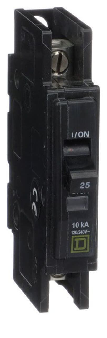 Schneider Electric QOU125 Square D by Schneider Electric QOU125 is a miniature circuit breaker (MCB) designed for unit mount installation. It features a rated current of 25A and accommodates slotted box lugs connections on both the load and line sides. This MCB is compatible with a cross-section of 14-2AWG for one aluminum or copper cable and is equipped with a single pole. It has a short circuit breaking rating of 10kA at 240Vac, 5kA at 277Vac, and 5kA at 48Vdc. The QOU125 operates with rated voltages of 48Vdc and 120/240V in AC, and it utilizes box lugs as its type of terminals. Schneider Electric QOU125 Square D by Schneider Electric QOU125 is a miniature circuit breaker (MCB) designed for unit mount installation. It features a rated current of 25A and accommodates slotted box lugs connections on both the load and line sides. This MCB is compatible with a cross-section of 14-2AWG for one aluminum or copper cable and is equipped with a single pole. It has a short circuit breaking rating of 10kA at 240Vac, 5kA at 277Vac, and 5kA at 48Vdc. The QOU125 operates with rated voltages of 48Vdc and 120/240V in AC, and it utilizes box lugs as its type of terminals.