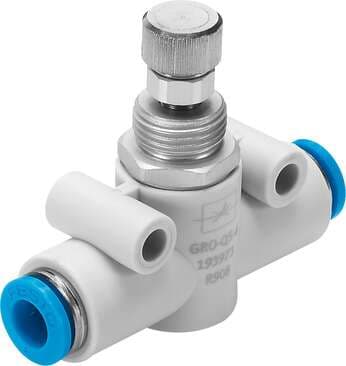 Festo 193971 flow control valve GRO-QS-3 without non-return function Valve function: Throttle function, Pneumatic connection, port 1: QS-3, Pneumatic connection, port 2: QS-3, Adjusting element: Knurled screw, Mounting type: (* Front panel installation, * with throu Festo 193971 flow control valve GRO-QS-3 without non-return function Valve function: Throttle function, Pneumatic connection, port 1: QS-3, Pneumatic connection, port 2: QS-3, Adjusting element: Knurled screw, Mounting type: (* Front panel installation, * with throu