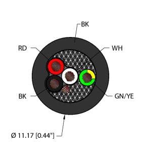 BLK,PVC,1STRDX16+1X16,S-F,TCERDB, Part Image. Manufactured by Turck.