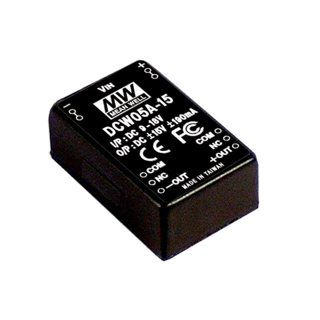 MEAN WELL DCW05C-15 DC-DC Converter PCB mount; Input 36-72Vdc; Output +/-15Vdc at 0.4A; DCW05C-15 is succeeded by DCWN06C-15. MEAN WELL DCW05C-15 DC-DC Converter PCB mount; Input 36-72Vdc; Output +/-15Vdc at 0.4A; DCW05C-15 is succeeded by DCWN06C-15.