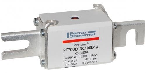 Mersen X300538 X300538 Mersen - Square Body High-Speed Fuse Protistor® Size 70 aR 1250VAC IEC 1300VAC UL 100A With Striker DIN 110 Blades Mersen X300538 X300538 Mersen - Square Body High-Speed Fuse Protistor® Size 70 aR 1250VAC IEC 1300VAC UL 100A With Striker DIN 110 Blades