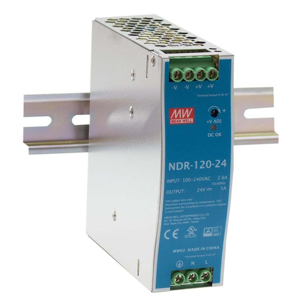 MEAN WELL NDR-120-12 AC-DC Single output Industrial DIN rail power supply; Output 12Vdc at 10A; metal case MEAN WELL NDR-120-12 AC-DC Single output Industrial DIN rail power supply; Output 12Vdc at 10A; metal case