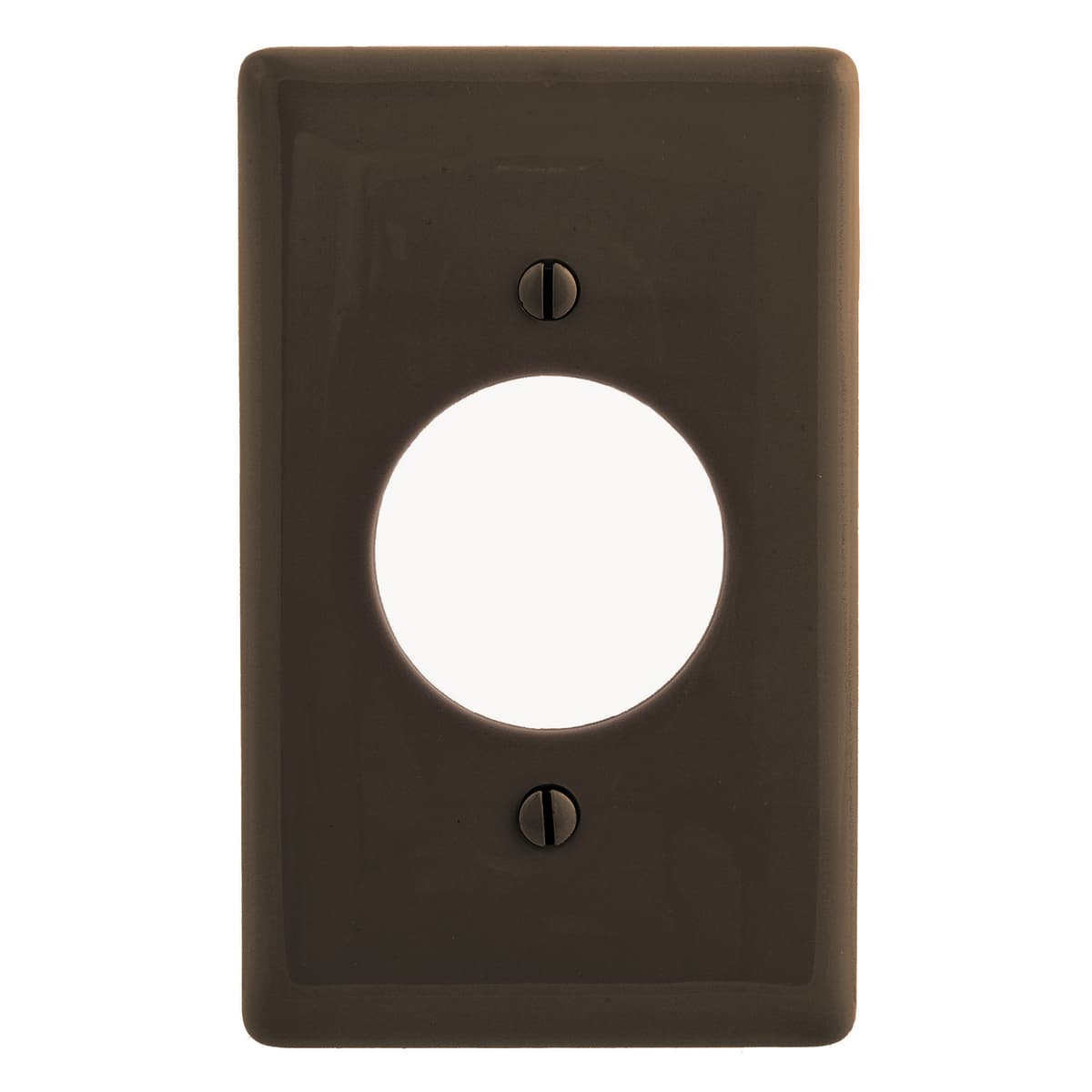 Hubbell NP720 Wallplates and Box Covers, Wallplate, Nylon, 1-Gang, 1) 1.60" Opening, Brown  ; Reinforcement ribs for extra strength ; High-impact, self-extinguishing nylon material ; Captive screw feature holds mounting screw in place ; 1-Single 1.60 in. (40.6) Diamete Hubbell NP720 Wallplates and Box Covers, Wallplate, Nylon, 1-Gang, 1) 1.60" Opening, Brown  ; Reinforcement ribs for extra strength ; High-impact, self-extinguishing nylon material ; Captive screw feature holds mounting screw in place ; 1-Single 1.60 in. (40.6) Diamete