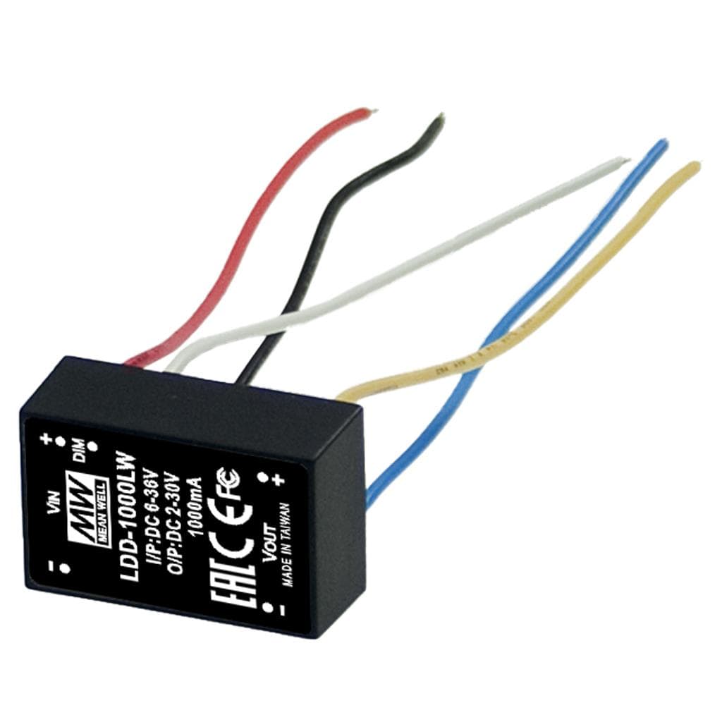 MEAN WELL LDD-1500LW DC-DC Step down LED driver Constant Current (CC); Input 6-36Vdc; Output 1.5A at 2-30Vdc; Wired input - output; PWM + analog dimming and remote ON/OFF MEAN WELL LDD-1500LW DC-DC Step down LED driver Constant Current (CC); Input 6-36Vdc; Output 1.5A at 2-30Vdc; Wired input - output; PWM + analog dimming and remote ON/OFF
