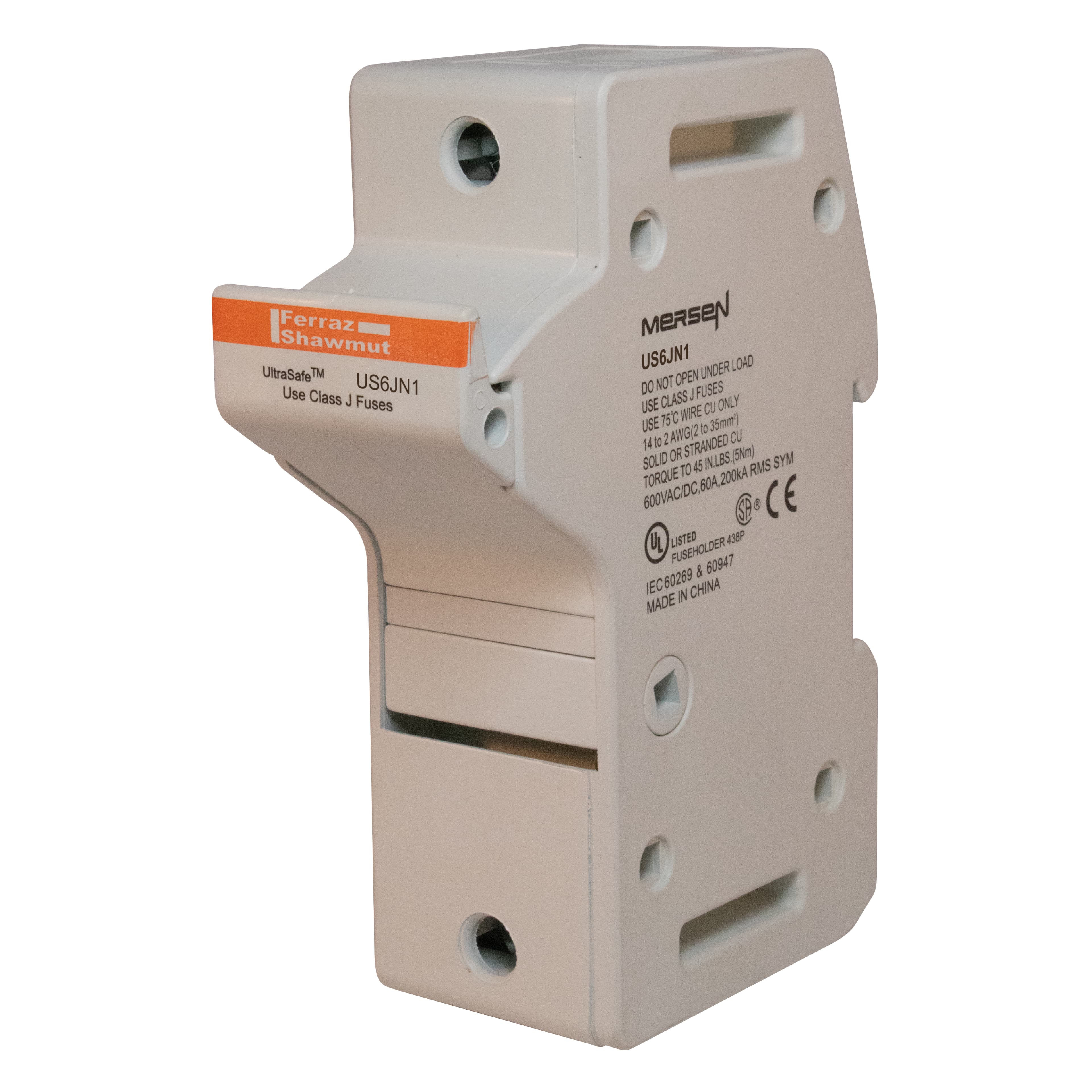 Mersen US6JN US6JN Mersen - Fuse Holder UltraSafe™ 600VAC 600VDC Class J 60A N Pressure Plate IP65 Mersen US6JN US6JN Mersen - Fuse Holder UltraSafe™ 600VAC 600VDC Class J 60A N Pressure Plate IP65