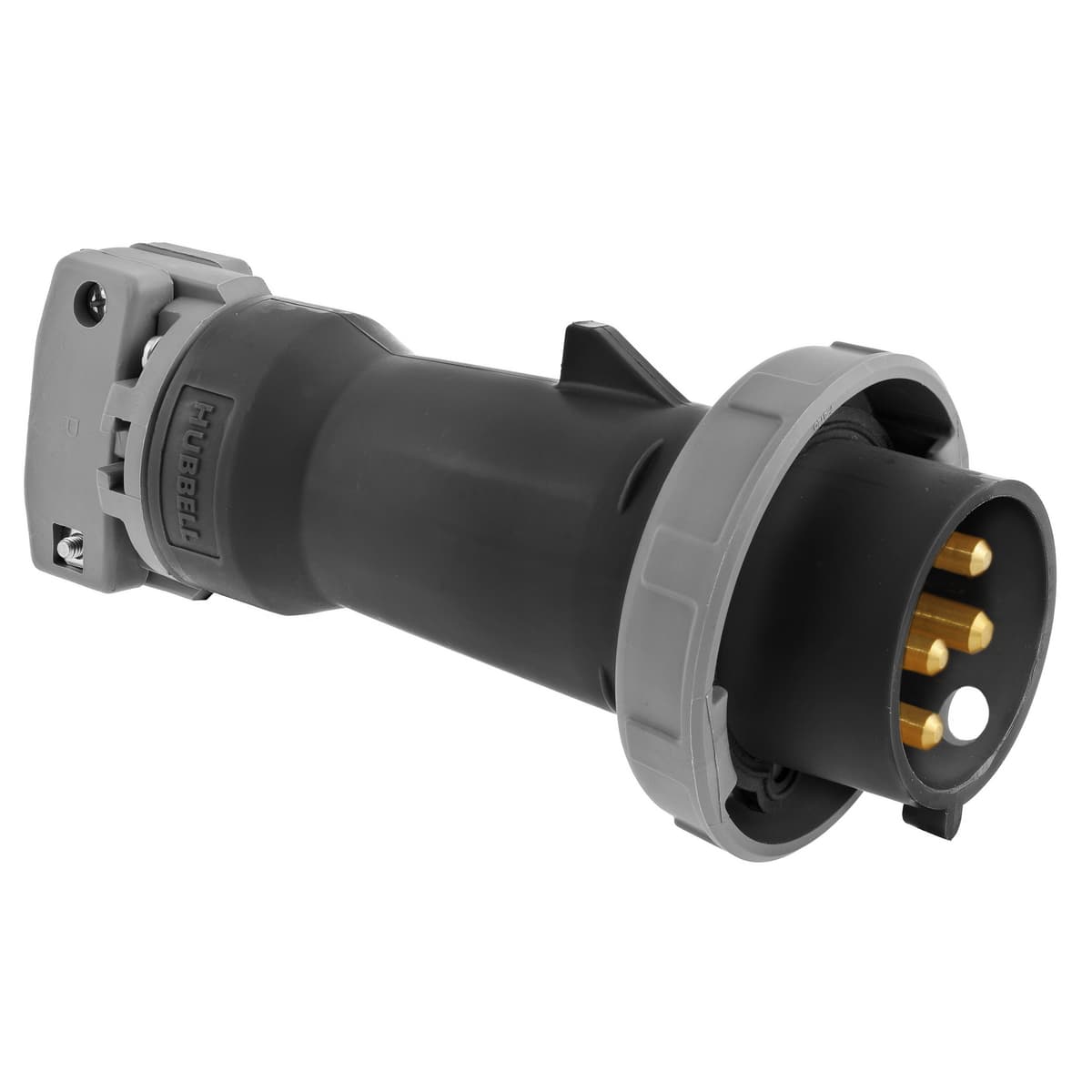 Hubbell HBL460P5W Heavy Duty Products, IEC Pin and Sleeve Devices, Industrial Grade, Male, Plug, 60A 3-Phase Delta 600V AC, 3-Pole 4-Wire Grounding, Terminal Screws, Black, Watertight ; Solid one-piece pins for reliable electrical contact ; Gasketed sealing ring provides Hubbell HBL460P5W Heavy Duty Products, IEC Pin and Sleeve Devices, Industrial Grade, Male, Plug, 60A 3-Phase Delta 600V AC, 3-Pole 4-Wire Grounding, Terminal Screws, Black, Watertight ; Solid one-piece pins for reliable electrical contact ; Gasketed sealing ring provides