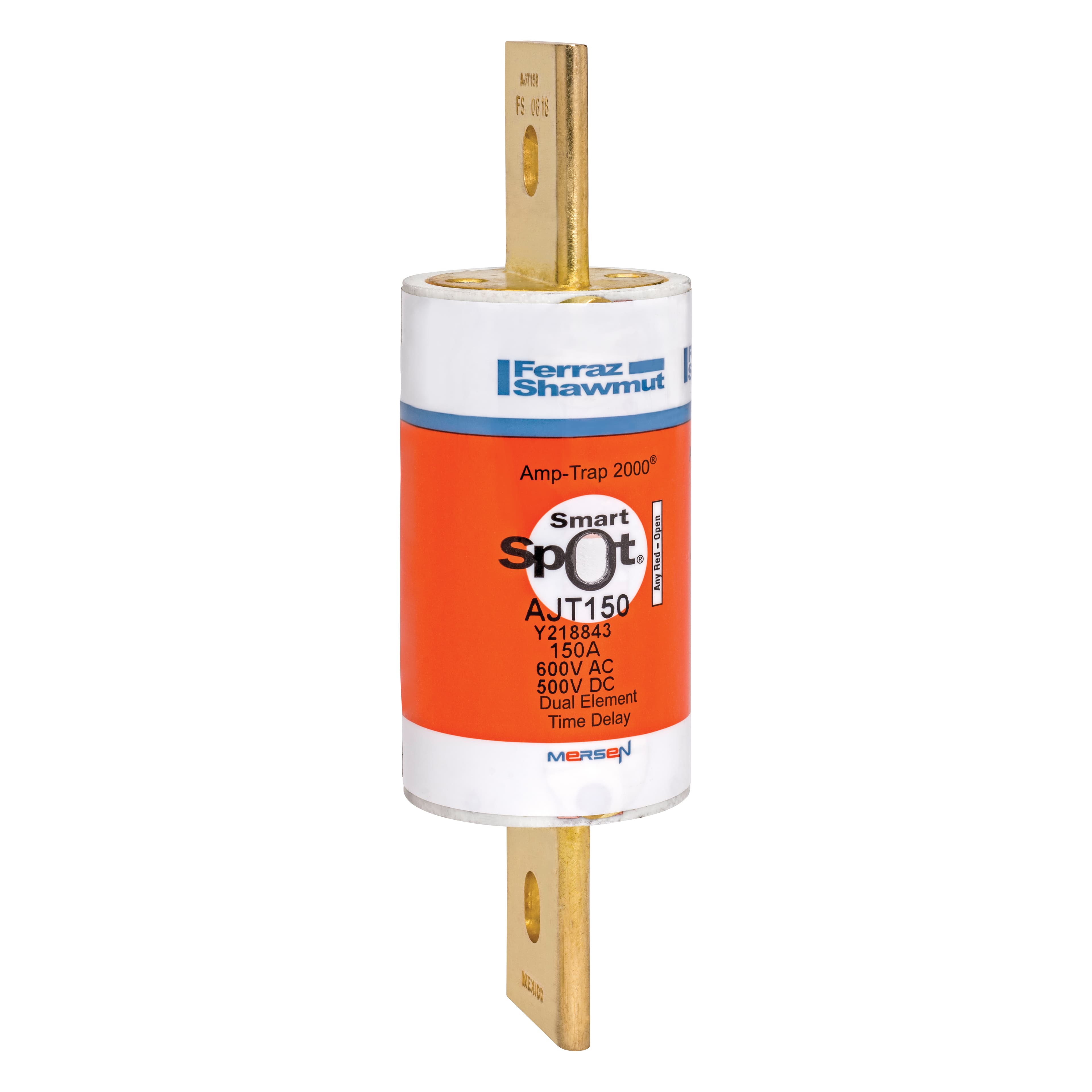 Mersen AJT150 AJT150 Mersen - Fuse AJT - Class J - Time-delay 600VAC 500VDC 150A Blade SmartSpot® Amp-Trap 2000® Mersen AJT150 AJT150 Mersen - Fuse AJT - Class J - Time-delay 600VAC 500VDC 150A Blade SmartSpot® Amp-Trap 2000®