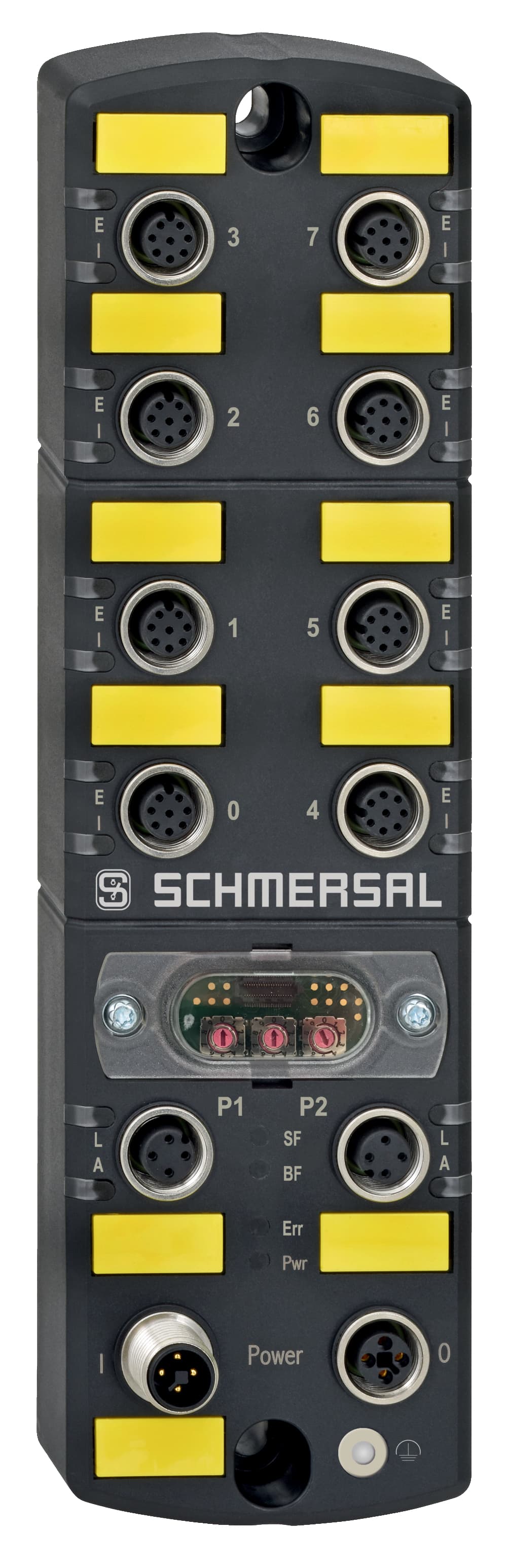 Schmersal SFB-PN-IRT-8M12-IOP Safety-Fieldboxes; Safety fieldbox for PROFINET/PROFIsafe; For connection of up to 8 safety switching devices; Integrated dual-port switch, IRT-capable; Protection class IP67 Schmersal SFB-PN-IRT-8M12-IOP Safety-Fieldboxes; Safety fieldbox for PROFINET/PROFIsafe; For connection of up to 8 safety switching devices; Integrated dual-port switch, IRT-capable; Protection class IP67