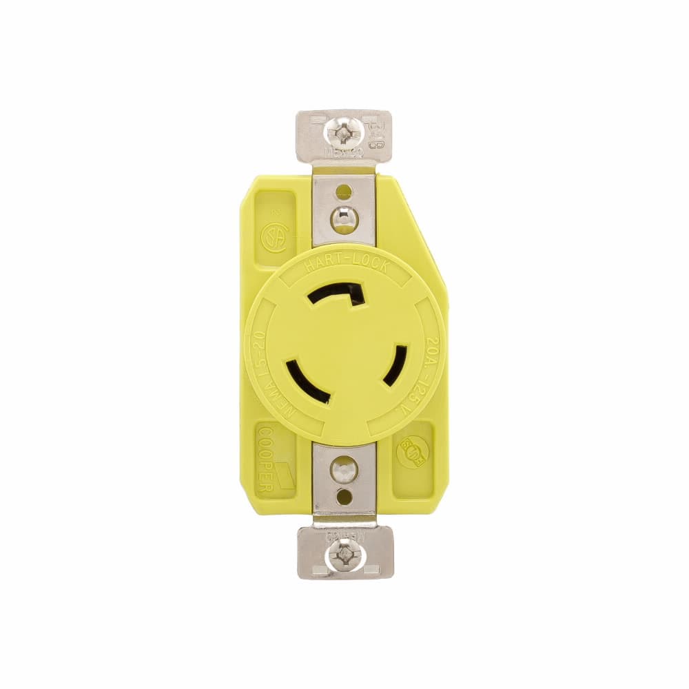 Eaton CRL520R CRL520R Eaton - Eaton corrosion resistant locking receptacle, #14-10 AWG, 20A, Industrial, 125V, Back and side wiring, Yellow, Single, Corrosion resistant, L5-20, Two-pole, Three-wire, Thermoplastic Eaton CRL520R CRL520R Eaton - Eaton corrosion resistant locking receptacle, #14-10 AWG, 20A, Industrial, 125V, Back and side wiring, Yellow, Single, Corrosion resistant, L5-20, Two-pole, Three-wire, Thermoplastic