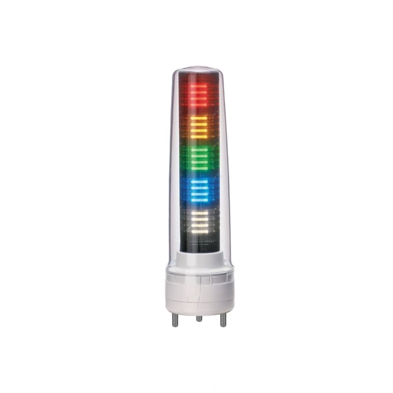Patlite LS7-502WC-RYGBC 70mm, 5-Tier Signal Tower. Off-white, direct mount body with M12 connector. Red, Amber, Green, Blue, White LED Patlite LS7-502WC-RYGBC 70mm, 5-Tier Signal Tower. Off-white, direct mount body with M12 connector. Red, Amber, Green, Blue, White LED
