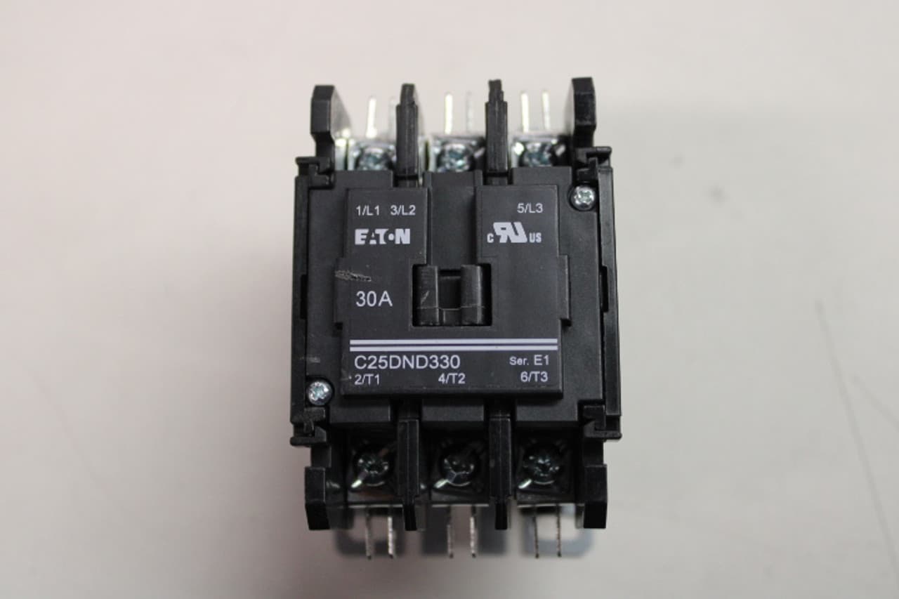 Eaton C25DND330T C25DND330T Eaton - Eaton definite purpose contactor, Mounting plate, Quick, Pressure plate quick connect (side-by-side), 24 Vac, 50/60 Hz, Open with metal mounting plate, 15-50A, two- and three-pole, Contactor, Three-pole, E1, Screw, Non-reversing Eaton C25DND330T C25DND330T Eaton - Eaton definite purpose contactor, Mounting plate, Quick, Pressure plate quick connect (side-by-side), 24 Vac, 50/60 Hz, Open with metal mounting plate, 15-50A, two- and three-pole, Contactor, Three-pole, E1, Screw, Non-reversing