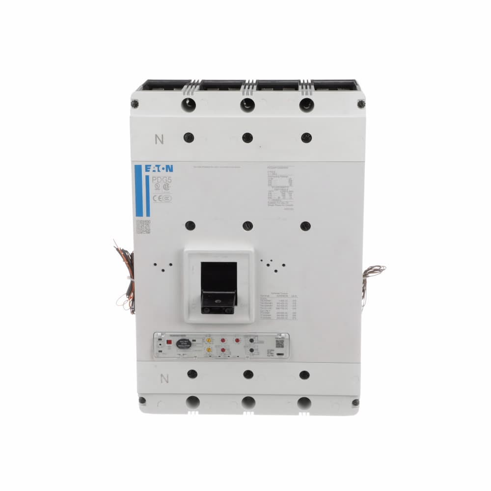 Eaton PDF54N1200E5ZM Eaton Power Defense molded case circuit breaker, Globally Rated 100% UL, Frame 5, Four Pole (100% N), 1200A, 85kA/480V, PXR20 ARMS LSIG w/ ZSI and Relays, No Terminals (Metric Tapped Conductors) Eaton PDF54N1200E5ZM Eaton Power Defense molded case circuit breaker, Globally Rated 100% UL, Frame 5, Four Pole (100% N), 1200A, 85kA/480V, PXR20 ARMS LSIG w/ ZSI and Relays, No Terminals (Metric Tapped Conductors)