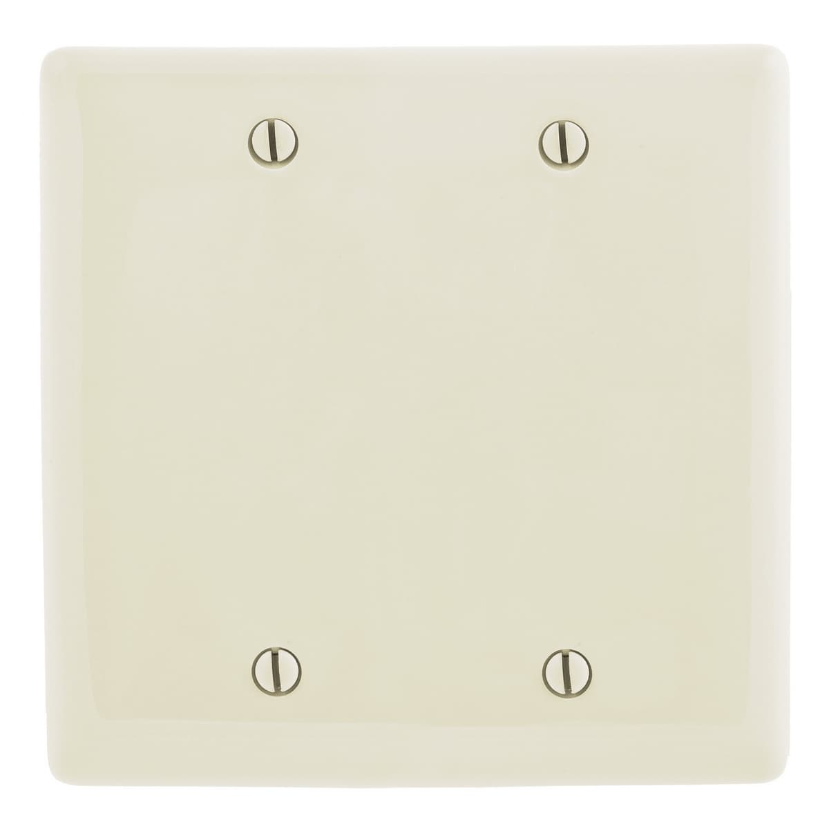 Hubbell NP23LA Wallplates and Box Covers, Wallplate, Nylon, 2-Gang, 2) Blank, Box Mount, Light Almond  ; Reinforcement ribs for extra strength ; High-impact, self-extinguishing nylon material ; Captive screw feature holds mounting screw in place ; Standard Size is 1/8"  Hubbell NP23LA Wallplates and Box Covers, Wallplate, Nylon, 2-Gang, 2) Blank, Box Mount, Light Almond  ; Reinforcement ribs for extra strength ; High-impact, self-extinguishing nylon material ; Captive screw feature holds mounting screw in place ; Standard Size is 1/8"