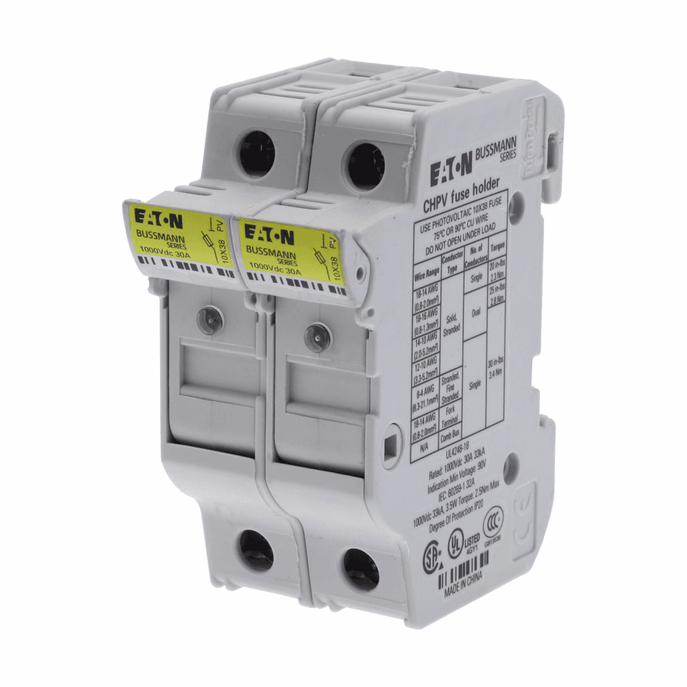 Cooper Bussmann CHPV2IU CHPV2IU Cooper Bussmann - Eaton Bussmann series CHPV photovoltaic fuse block, 1000 Vdc, 30A, Modular, Two-pole - CHPV2IU Cooper Bussmann CHPV2IU CHPV2IU Cooper Bussmann - Eaton Bussmann series CHPV photovoltaic fuse block, 1000 Vdc, 30A, Modular, Two-pole - CHPV2IU