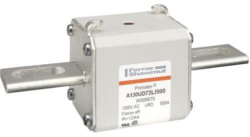 Mersen W300675 W300675 Mersen - Square Body High-Speed Fuse Protistor® Size 72 aR 1250VAC IEC 1300VAC UL 500A With Striker Slotted Blades long Mersen W300675 W300675 Mersen - Square Body High-Speed Fuse Protistor® Size 72 aR 1250VAC IEC 1300VAC UL 500A With Striker Slotted Blades long