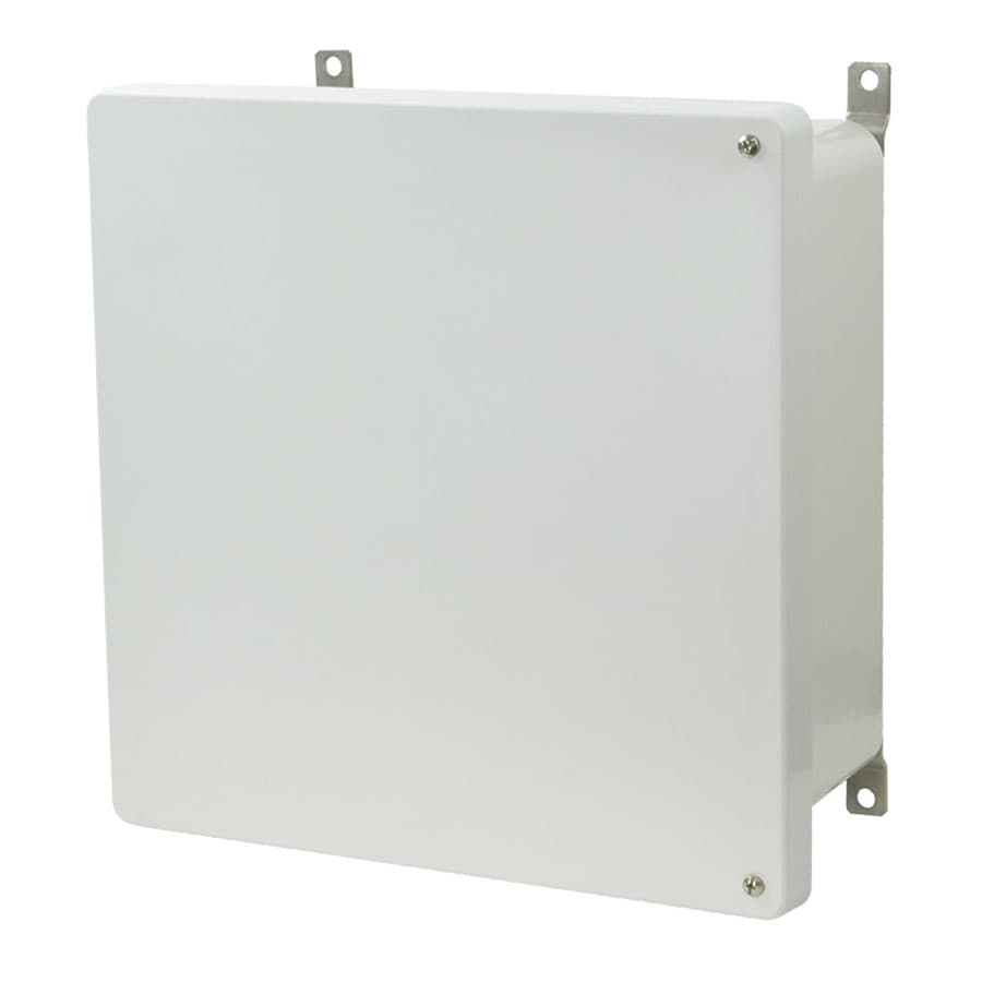 Allied Moulded Products AM1226H 12"x12"x6" AM Series fiberglass wall mount enclosure assembly with 2-screw hinged cover Allied Moulded Products AM1226H 12"x12"x6" AM Series fiberglass wall mount enclosure assembly with 2-screw hinged cover