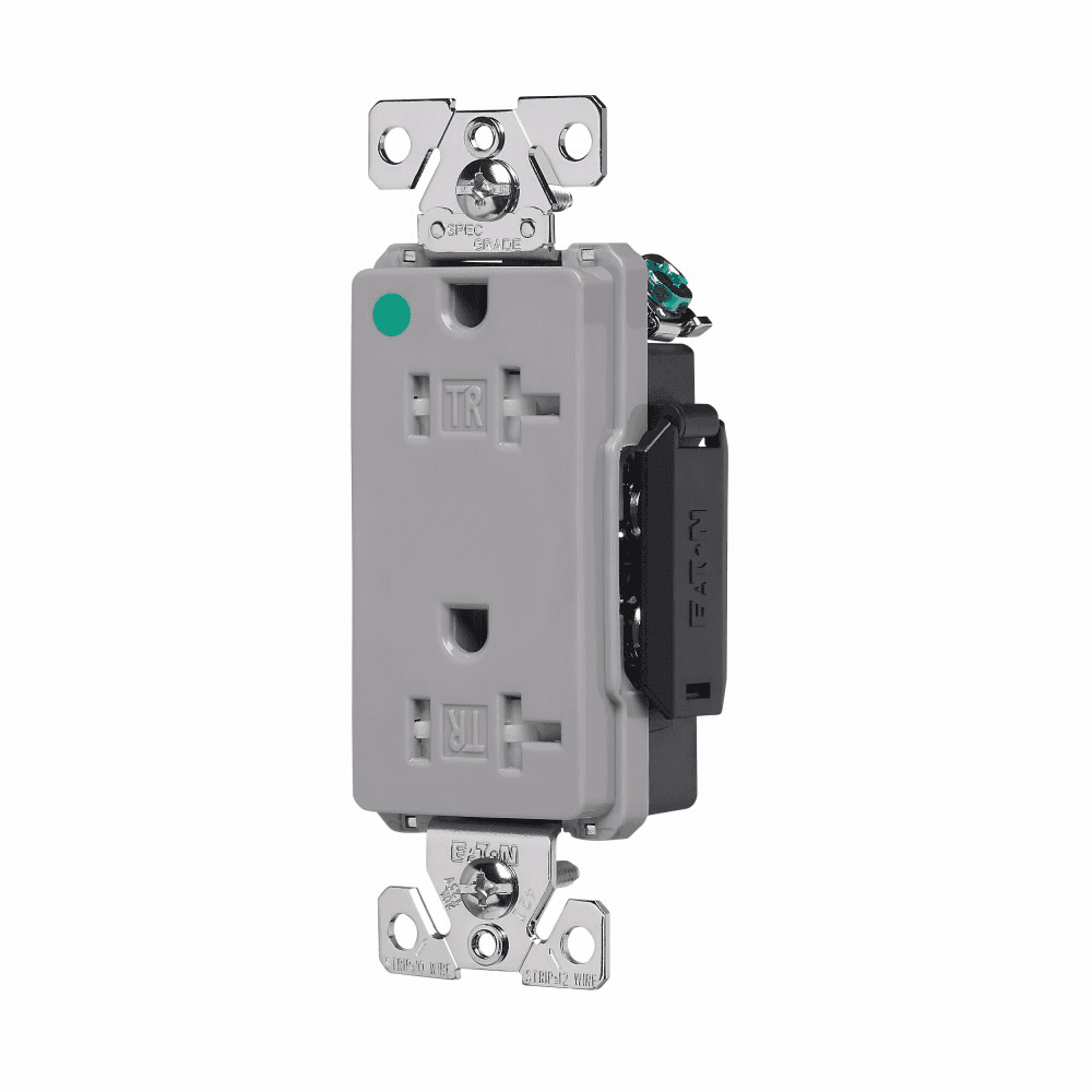 Eaton TR8362BK TR8362BK Eaton - Eaton Arrow Hart extra heavy-duty hospital grade decorator duplex receptacle, #14-10 AWG, 20A, Healthcare, Flush, 125V, Back and side, Black, Brass, Impact-resistant nylon face, PVC body, 5-20R, Duplex, Screw, Glass-filled nylon, Core pack Eaton TR8362BK TR8362BK Eaton - Eaton Arrow Hart extra heavy-duty hospital grade decorator duplex receptacle, #14-10 AWG, 20A, Healthcare, Flush, 125V, Back and side, Black, Brass, Impact-resistant nylon face, PVC body, 5-20R, Duplex, Screw, Glass-filled nylon, Core pack
