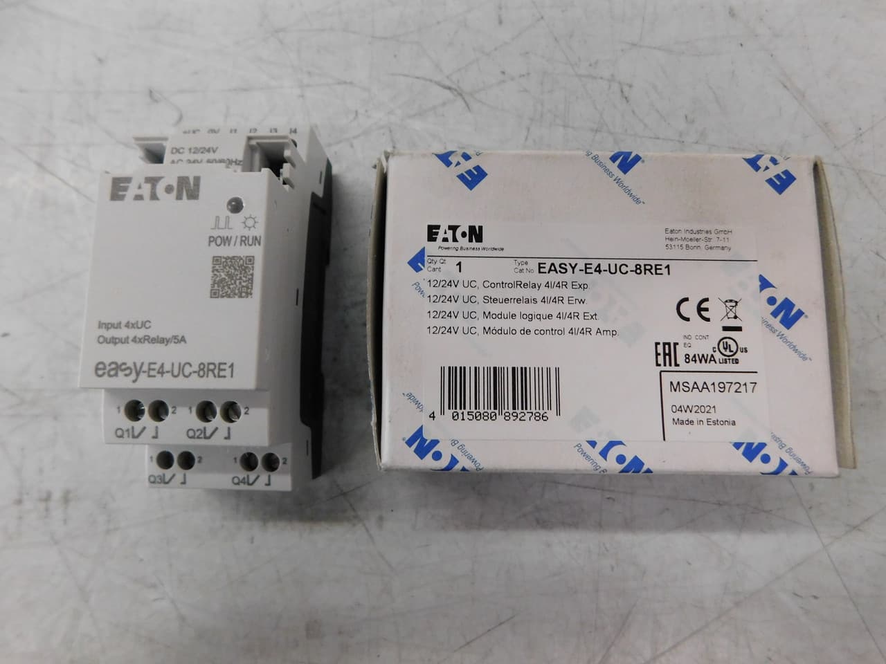 Eaton EASY-E4-UC-8RE1 The easyE4 is the world’s premier nano PLC. Containing 12 I/O with the capability to be expanded to a network of up to 188 I/O points, the easyE4 provides the ideal solution for lighting, energy management, industrial control, irrigation, pump control, H Eaton EASY-E4-UC-8RE1 The easyE4 is the world’s premier nano PLC. Containing 12 I/O with the capability to be expanded to a network of up to 188 I/O points, the easyE4 provides the ideal solution for lighting, energy management, industrial control, irrigation, pump control, H