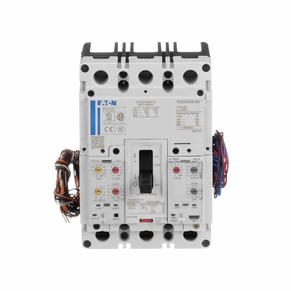 Eaton PDG23K0225E3WL Eaton Power Defense molded case circuit breaker, Globally Rated, Frame 2, Three Pole, 225A, 50kA/480V, PXR20 LSIG w/ Modbus RTU, ZSI and Relays, Standard Terminals Load Only (PDG2X3TA225) Eaton PDG23K0225E3WL Eaton Power Defense molded case circuit breaker, Globally Rated, Frame 2, Three Pole, 225A, 50kA/480V, PXR20 LSIG w/ Modbus RTU, ZSI and Relays, Standard Terminals Load Only (PDG2X3TA225)