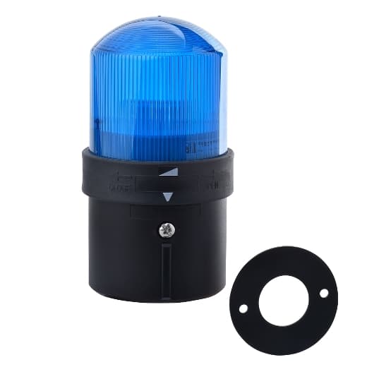 Schneider Electric XVBL4B6 Schneider Electric XVBL4B6 is a modular tower light from the XVB sub-range, designed as a cylindrical illuminated beacon with an integral flashing light signaling feature in a single tier. It offers a degree of protection rated at IP66 and IP65 when mounted on the fixing base XVBZ0, ensuring durability in various environments. The control voltage for AC is specified at 24 Vac, while for DC, it ranges from 24 to 48 Vdc. This model operates on a supply voltage of 24 V for AC and 24-48 V for DC. The light color emitted by the XVBL4B6 is blue, and it has a diameter of 70 mm, making it a compact and versatile signaling solution. Schneider Electric XVBL4B6 Schneider Electric XVBL4B6 is a modular tower light from the XVB sub-range, designed as a cylindrical illuminated beacon with an integral flashing light signaling feature in a single tier. It offers a degree of protection rated at IP66 and IP65 when mounted on the fixing base XVBZ0, ensuring durability in various environments. The control voltage for AC is specified at 24 Vac, while for DC, it ranges from 24 to 48 Vdc. This model operates on a supply voltage of 24 V for AC and 24-48 V for DC. The light color emitted by the XVBL4B6 is blue, and it has a diameter of 70 mm, making it a compact and versatile signaling solution.