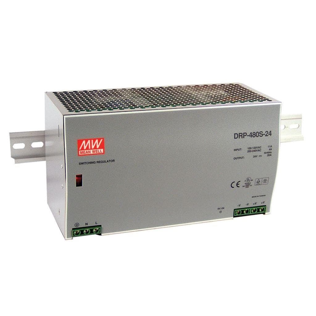MEAN WELL DRP-480S-24 AC-DC Industrial DIN rail power supply; Output 24Vdc at 20A; metal case; EU input only; DRP-480S-24 is succeeded by NDR-480-24. MEAN WELL DRP-480S-24 AC-DC Industrial DIN rail power supply; Output 24Vdc at 20A; metal case; EU input only; DRP-480S-24 is succeeded by NDR-480-24.