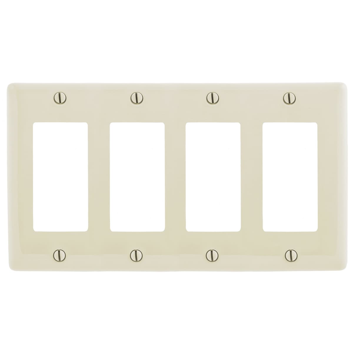 Hubbell NP264LA Wallplates and Box Covers, Wallplate, Nylon, 4-Gang, 4) Decorator, Light Almond  ; Reinforcement ribs for extra strength ; Captive screw feature holds mounting screw in place ; High-impact, self-extinguishing nylon material ; Standard Size is 1/8" larger  Hubbell NP264LA Wallplates and Box Covers, Wallplate, Nylon, 4-Gang, 4) Decorator, Light Almond  ; Reinforcement ribs for extra strength ; Captive screw feature holds mounting screw in place ; High-impact, self-extinguishing nylon material ; Standard Size is 1/8" larger