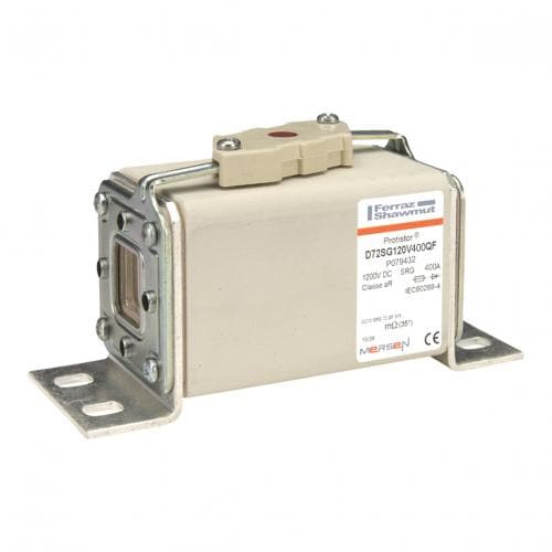 Mersen P079432 P079432 Mersen - Square Body High-Speed Fuse Protistor® Size 72 aR 1200VDC IEC 400A With Striker L Brackets Mersen P079432 P079432 Mersen - Square Body High-Speed Fuse Protistor® Size 72 aR 1200VDC IEC 400A With Striker L Brackets