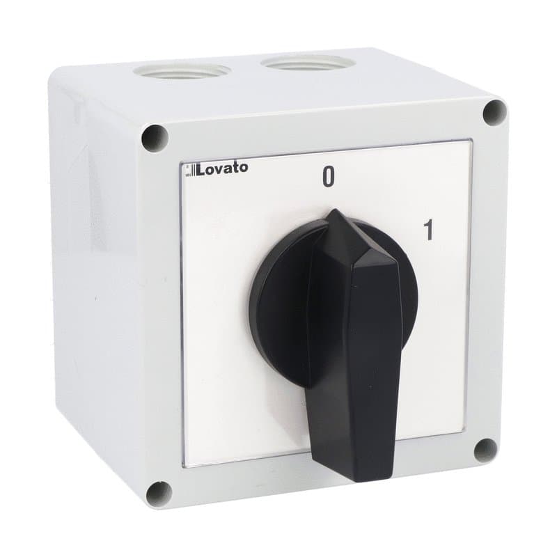 Lovato Electric 7GN3203P 7GN3203P Lovato - Enclosed rotary cam switch 7GN series, ON-OFF spring return switch 3 poles 32A in plastic enclosure 90X90mm with black handle Lovato Electric 7GN3203P 7GN3203P Lovato - Enclosed rotary cam switch 7GN series, ON-OFF spring return switch 3 poles 32A in plastic enclosure 90X90mm with black handle