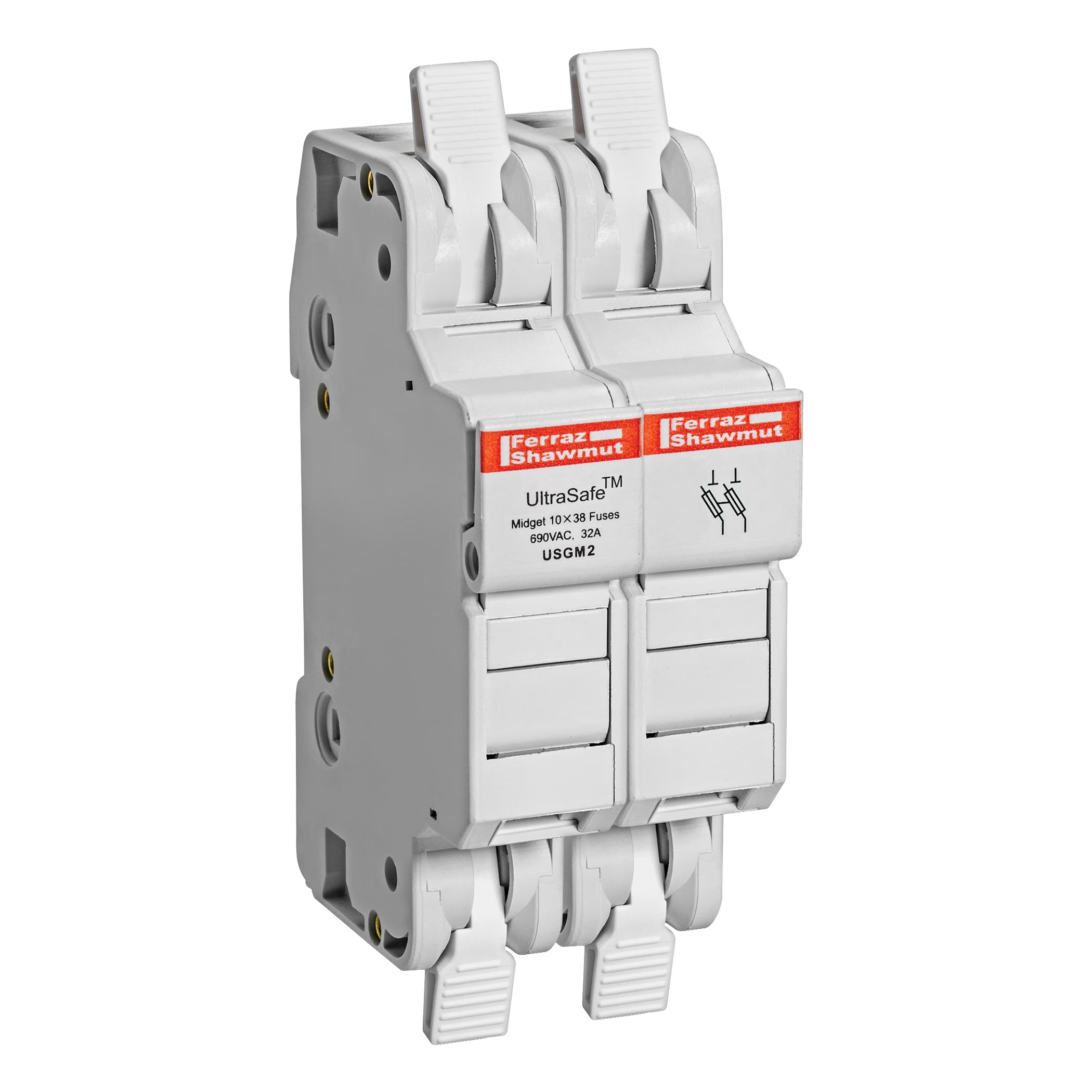 Mersen USGM2 USGM2 Mersen - Fuse Holder UltraSafe™ 750VAC 1000VDC Midget 30A 2-Pole Cage Clamp IP65 Mersen USGM2 USGM2 Mersen - Fuse Holder UltraSafe™ 750VAC 1000VDC Midget 30A 2-Pole Cage Clamp IP65