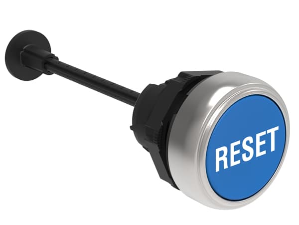 Lovato Electric LPCR1196 LPCR1196 Lovato - Mechanical RESET button, complete unit, spring return dia: 22mm Platinum series chromed plastic, flush. Adjustable length 0...150mm/5.9in, blue with "RESET" caption Lovato Electric LPCR1196 LPCR1196 Lovato - Mechanical RESET button, complete unit, spring return dia: 22mm Platinum series chromed plastic, flush. Adjustable length 0...150mm/5.9in, blue with "RESET" caption