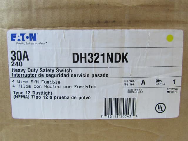 DH321NDK Part Image. Manufactured by Eaton.