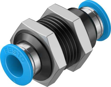 Festo 153159 push-in bulkhead connector QSS-8 Size: Standard, Nominal size: 7 mm, Assembly position: Any, Container size: 10, Design structure: Push/pull principle Festo 153159 push-in bulkhead connector QSS-8 Size: Standard, Nominal size: 7 mm, Assembly position: Any, Container size: 10, Design structure: Push/pull principle