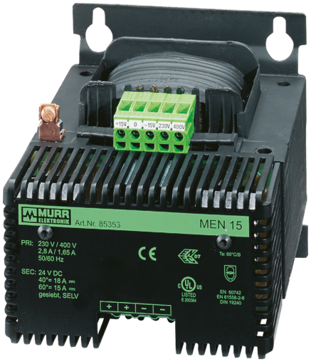 Murr Elektronik 85352 85352 Murrelektronik - MEN POWER SUPPLY 1/2-PHASE, SMOOTHED, IN: 230/400+/-15VAC OUT: :24V/10ADC Murr Elektronik 85352 85352 Murrelektronik - MEN POWER SUPPLY 1/2-PHASE, SMOOTHED, IN: 230/400+/-15VAC OUT: :24V/10ADC