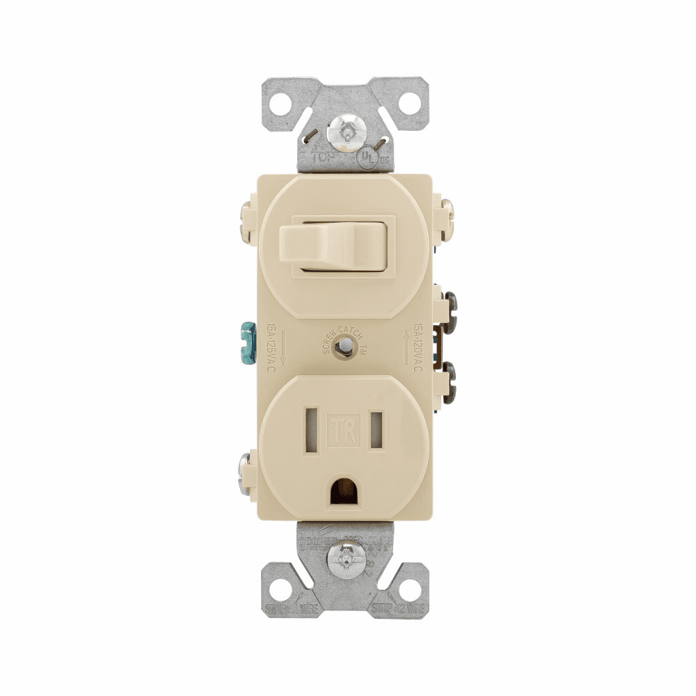 Eaton TR293V TR293V Eaton - Eaton commercial grade combination switch, tamp resist, auto-grnd, Stand, #14 - #12 AWG, 15A, Commer, 120V switch, 125V recept, bk and sd wiring, togg, Maint closure, Screw, Brass, Ivy, 5-15R, -20-60?C, 3-way, dplx, thermoplas, PVC Eaton TR293V TR293V Eaton - Eaton commercial grade combination switch, tamp resist, auto-grnd, Stand, #14 - #12 AWG, 15A, Commer, 120V switch, 125V recept, bk and sd wiring, togg, Maint closure, Screw, Brass, Ivy, 5-15R, -20-60?C, 3-way, dplx, thermoplas, PVC