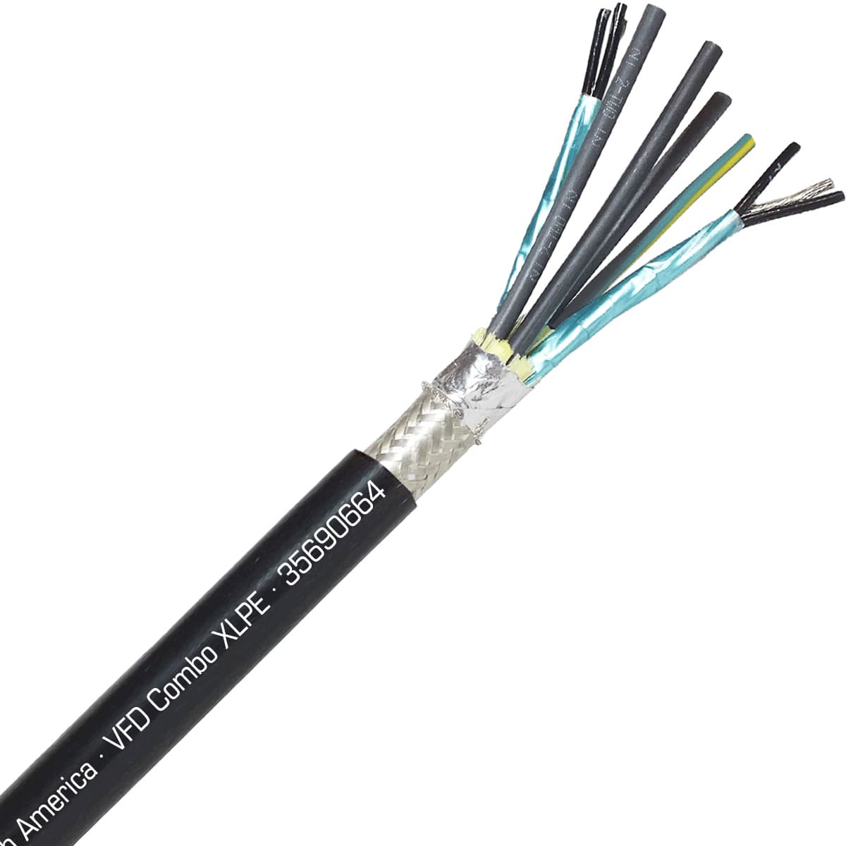 SAB 35690664 VFD Combo XLPE - 6 AWG/4c, oil resistant exposed run VFD cable with 16/2pr, UL, CSA, CE, RoHS SAB 35690664 VFD Combo XLPE - 6 AWG/4c, oil resistant exposed run VFD cable with 16/2pr, UL, CSA, CE, RoHS
