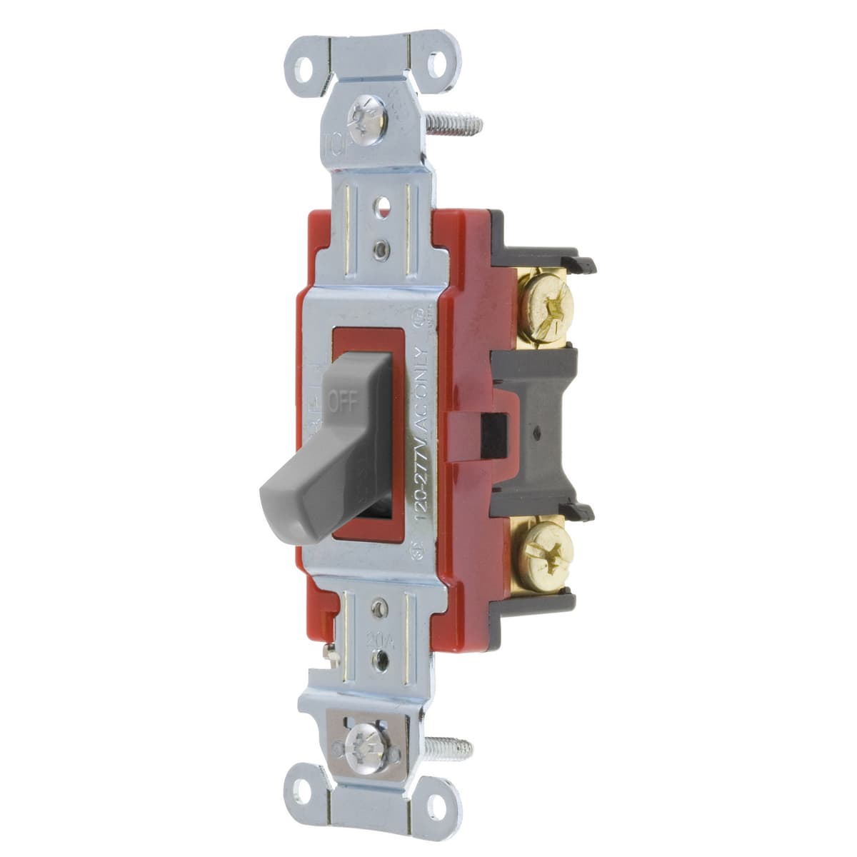 Hubbell 1222GY Switches and Lighting Controls, Hubbell- PRO Series, Toggle Switches, General Purpose AC, Double Pole, 20A 120/277V AC, Back and Side Wired, Gray  ; Steel, zinc plated bridge is corrosion resistant ; Color Coded by Amperage makes inspection easy even when Hubbell 1222GY Switches and Lighting Controls, Hubbell- PRO Series, Toggle Switches, General Purpose AC, Double Pole, 20A 120/277V AC, Back and Side Wired, Gray  ; Steel, zinc plated bridge is corrosion resistant ; Color Coded by Amperage makes inspection easy even when