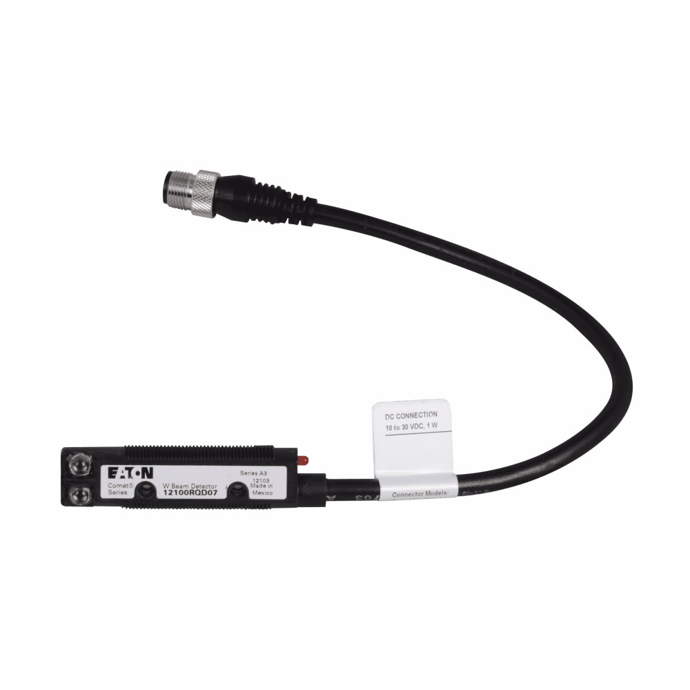 Eaton 12100RQD07 12100RQD07 Eaton - Eaton Comet 18mm tubular photoelectric sensor, Through Beam, Right Angle, Output ON, M12, 100 mA PNP, 250 mA NPN at 10-30 Vdc, 4 pin, NPN and PNP open collector, 10-30 Vdc Eaton 12100RQD07 12100RQD07 Eaton - Eaton Comet 18mm tubular photoelectric sensor, Through Beam, Right Angle, Output ON, M12, 100 mA PNP, 250 mA NPN at 10-30 Vdc, 4 pin, NPN and PNP open collector, 10-30 Vdc