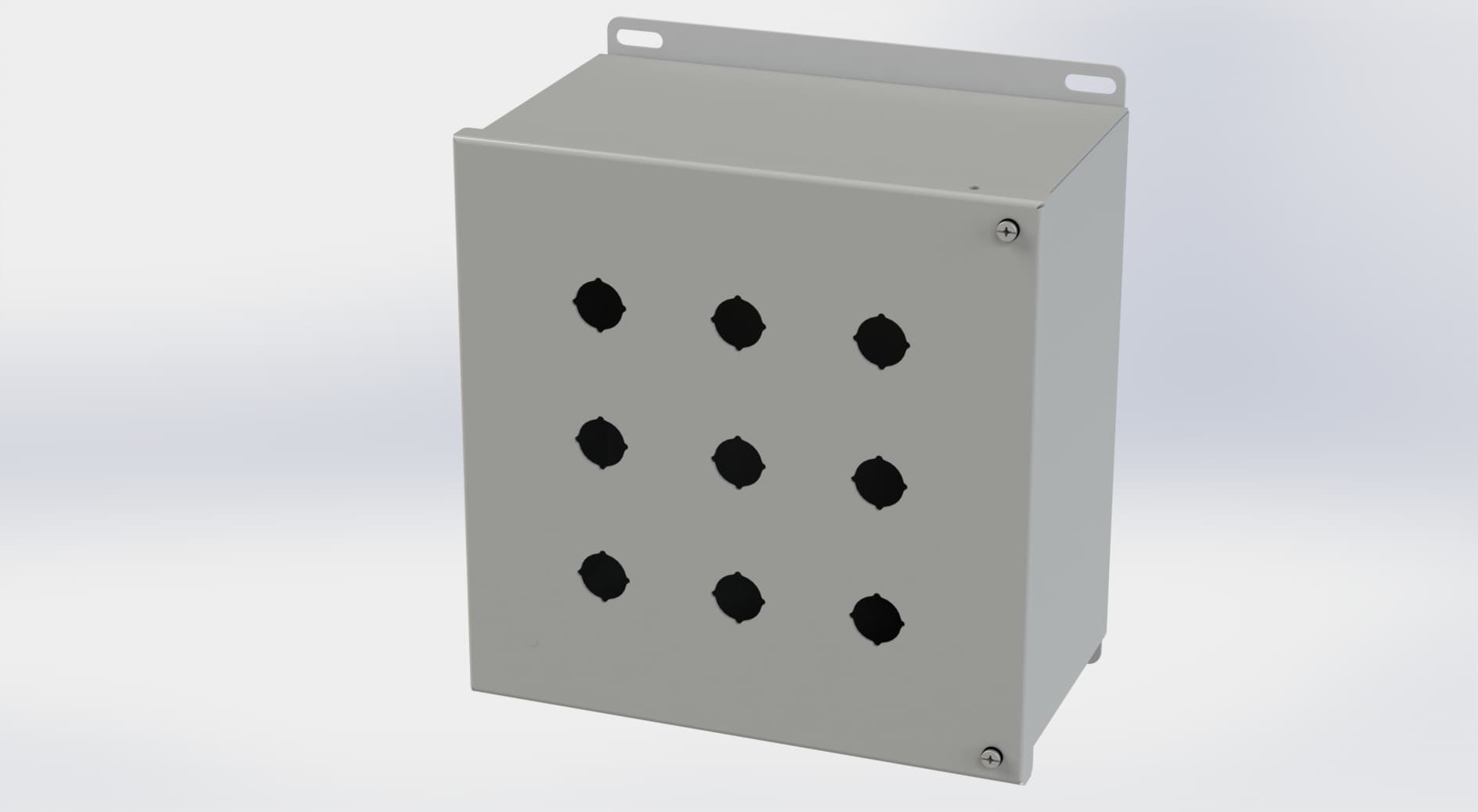Saginaw Control SCE-9PBHI Hinged PB Enclosure, Height:10.13", Width:10.00", Depth:6.00", ANSI-61 gray powder coating inside and out. Optional sub-panels are powder coated white. Saginaw Control SCE-9PBHI Hinged PB Enclosure, Height:10.13", Width:10.00", Depth:6.00", ANSI-61 gray powder coating inside and out. Optional sub-panels are powder coated white.