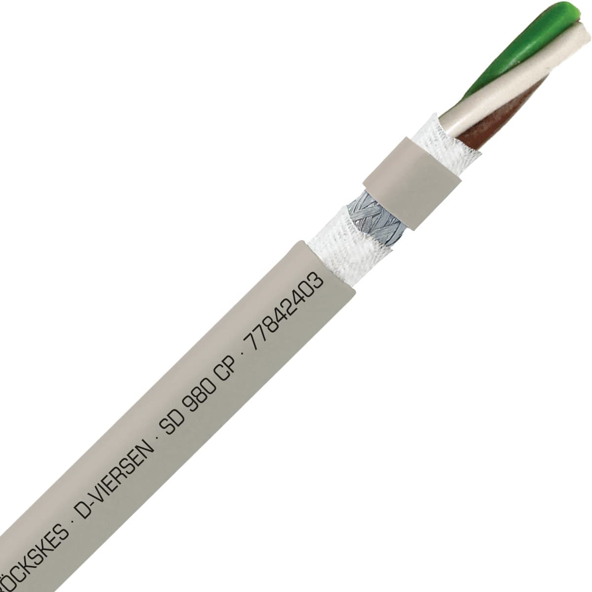 SAB 77842403 SD 980 CP - 24 AWG/3c, shielded halogen-free heavy duty continuous flex PUR data cable, UL, CSA, CE, RoHS SAB 77842403 SD 980 CP - 24 AWG/3c, shielded halogen-free heavy duty continuous flex PUR data cable, UL, CSA, CE, RoHS