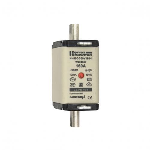 Mersen W201867 NH fuse-link gG, 500VAC, size 00, 160A double indicator/insulated tags Mersen W201867 NH fuse-link gG, 500VAC, size 00, 160A double indicator/insulated tags