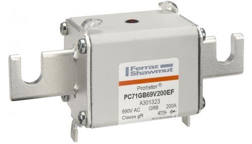 Mersen A301323 A301323 Mersen - Square Body High-Speed Fuse Protistor® Size 71 gR 690VAC IEC 200A With Striker Open Slot Blades Mersen A301323 A301323 Mersen - Square Body High-Speed Fuse Protistor® Size 71 gR 690VAC IEC 200A With Striker Open Slot Blades