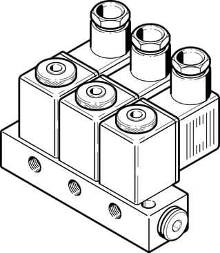 Festo 4523 solenoid valve BMFH-3-3-M5 With solenoid coils and sockets, manual operation, connection M5. Also available without sockets with order suffix "-OD" (for reduced price). Specify voltage when ordering. Valve function: 3x3/2 closed, monostable, Type of actua Festo 4523 solenoid valve BMFH-3-3-M5 With solenoid coils and sockets, manual operation, connection M5. Also available without sockets with order suffix "-OD" (for reduced price). Specify voltage when ordering. Valve function: 3x3/2 closed, monostable, Type of actua