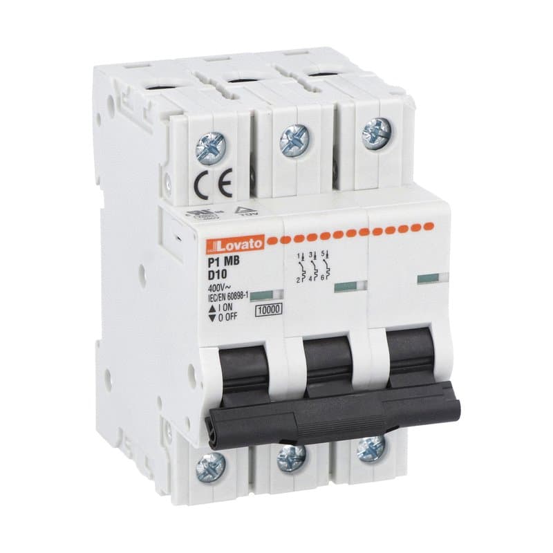 Lovato Electric P1MB3PD03 P1MB3PD03 Lovato - Miniature circuit breaker, 3P - 10kA. 3 modules, characteristic D, 3A Lovato Electric P1MB3PD03 P1MB3PD03 Lovato - Miniature circuit breaker, 3P - 10kA. 3 modules, characteristic D, 3A